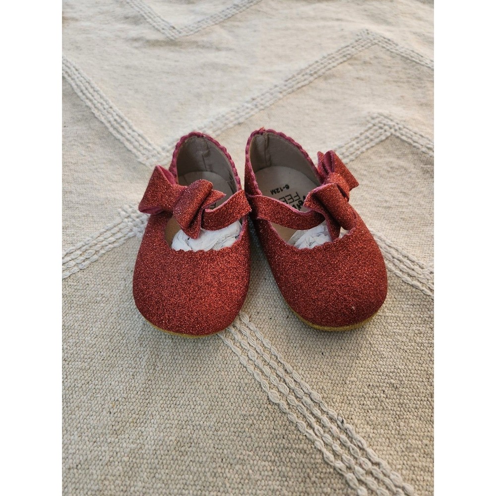 Monkey feet sparkle red moccasins Size 6-12M